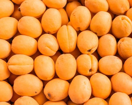 fresh ripe apricot top view market